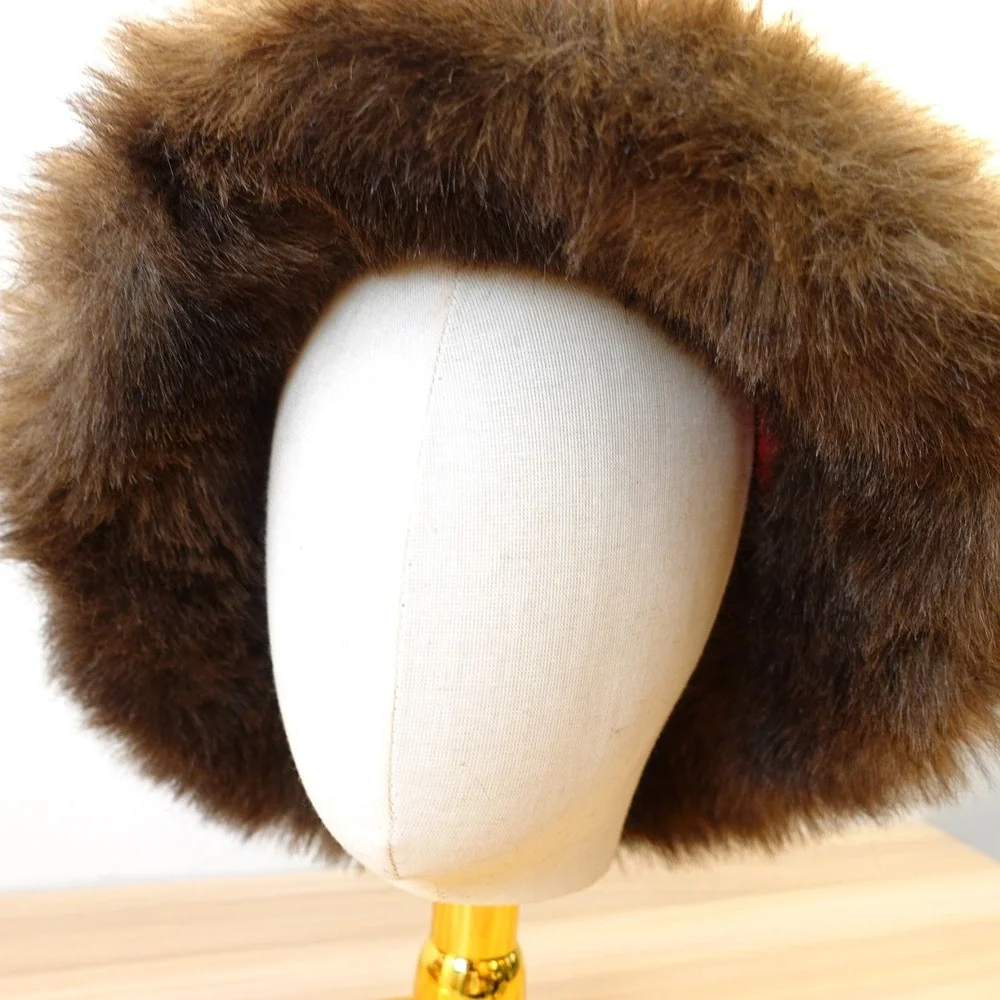 Vintage Real Fur Pillbox Hat Womens Brown Russian Cossack Fuzzy Winter Luxury - Picture 8 of 10